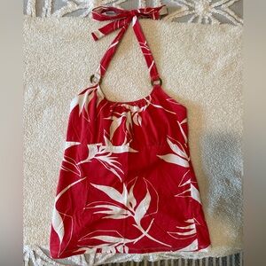 Y2K Banana Republic Red and White Halter Top